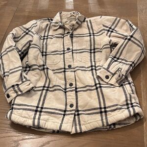 Plaid Utility Jacket in Cream and Black